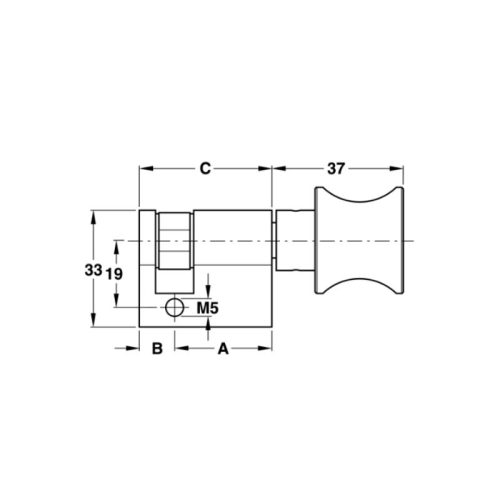 Kích thước ruột khóa 1 đầu vặn Hafele 916.08.252