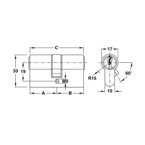 Ruột khóa 2 đầu Hafele 916.00.063, 71mm Đồng thau 4 Kích thước ruột khóa 2 đầu Hafele 916.00.063, 71mm Đồng thau