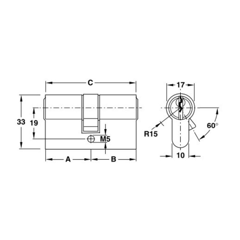 Kích thước ruột khóa 2 đầu Hafele 916.08.477, 91mm Đồng thau Kích thước ruột khóa 2 đầu Hafele 916.08.477, 91mm Đồng thau