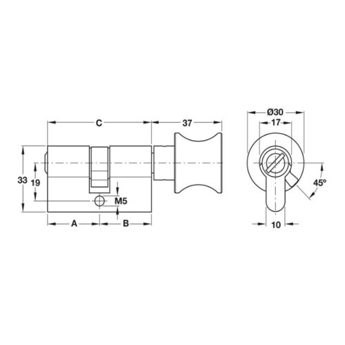 Ruột khóa cho cửa phòng vệ sinh Hafele 916.08.725