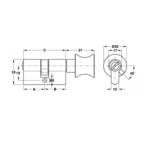 Kích thước ruột khóa cho cửa phòng vệ sinh Hafele 916.08.923