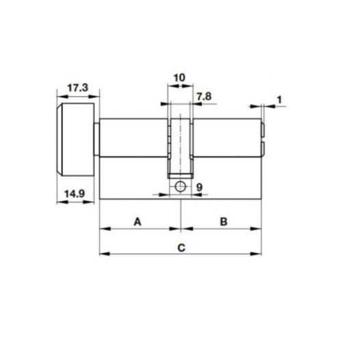 Kích thước ruột khóa Hafele 916.63.641