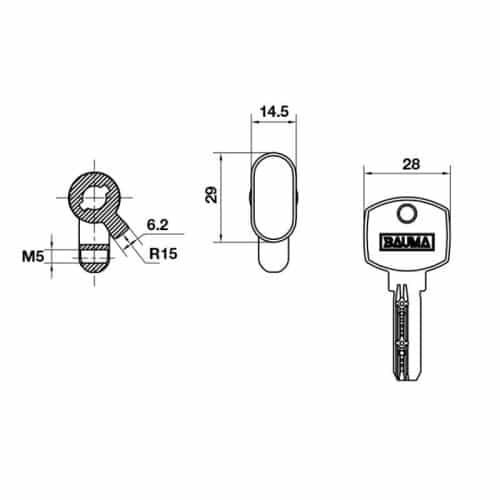 Kích thước ruột khóa đầu vặn đầu chìa Hafele Bauma 916.87.823