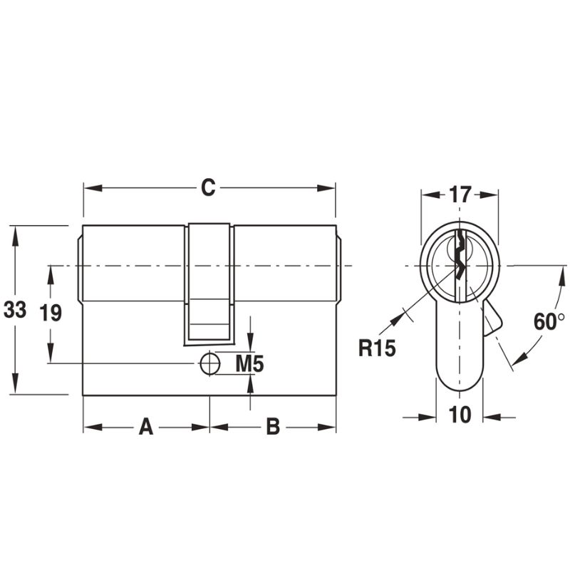 Kích thước Ruột khóa Hafele 916.00.022 Kích thước Ruột khóa Hafele 916.00.022