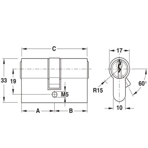Kích thước Ruột khóa Hafele 916.00.025