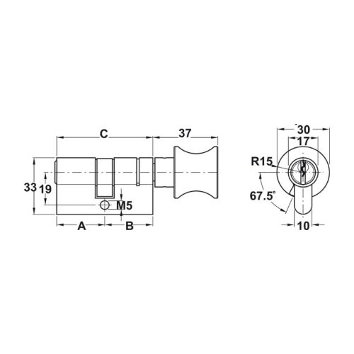 Kích thước Ruột khóa Hafele 916.64.928