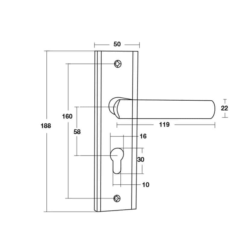 Kích thước thân khóa Hafele Bauma H5845 911.25.561 Kích thước thân khóa Hafele Bauma H5845 911.25.561