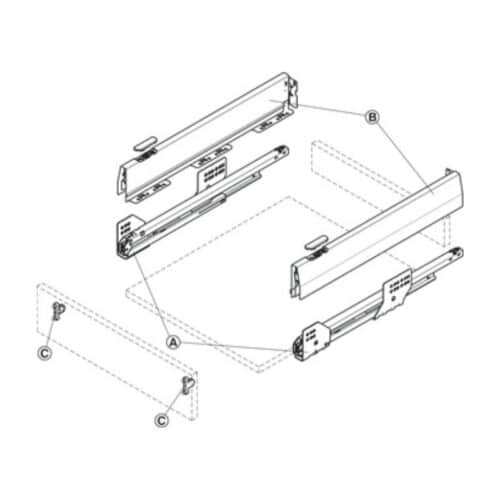 Lắp đặt Bộ ngăn kéo Hafele 513.04.305 Matrix Box P35 16/92/500mm xám đậm