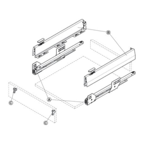 Lắp đặt Bộ ngăn kéo Hafele 513.04.705 Matrix Box P35 16/92/500mm trắng mờ