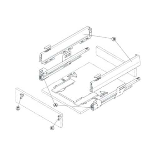 Lắp đặt Bộ ngăn kéo Hafele 513.30.715 Matrix Box P35 PTO SC 16/92/1200/500 mm