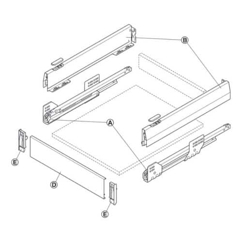 Lắp đặt Bộ ngăn kéo Hafele 513.40.325 Matrix Box P50 VIS 16/92/1200/500mm xám đậm