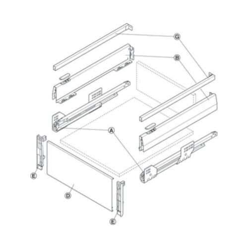 Lắp đặt Bộ ngăn kéo Hafele 513.42.725 Matrix Box P50 VIS 16/92/1200/500mm trắng mờ