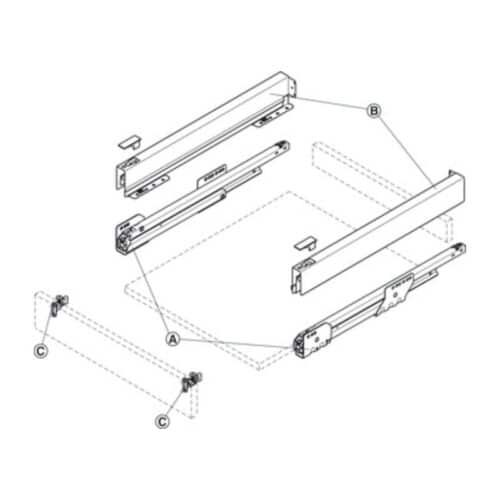 Lắp đặt Bộ ngăn kéo Hafele 551.53.775 Matrix Box P35 16/60/500mm trắng mờ