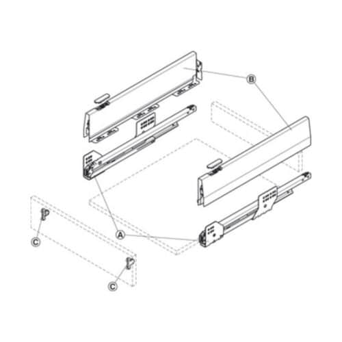 Bộ ngăn kéo Hafele 551.74.725 Matrix Box P50 16/115/500mm trắng mờ 6 Lắp đặt Bộ ngăn kéo Hafele 551.74.725