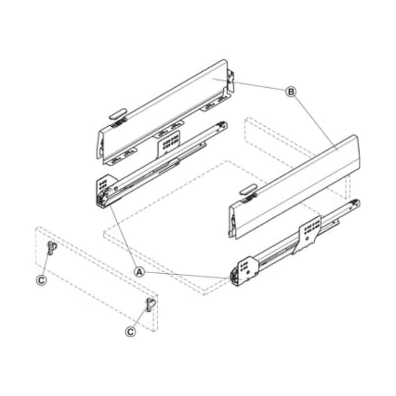 Lắp đặt Bộ ngăn kéo Hafele 551.74.725 Lắp đặt Bộ ngăn kéo Hafele 551.74.725