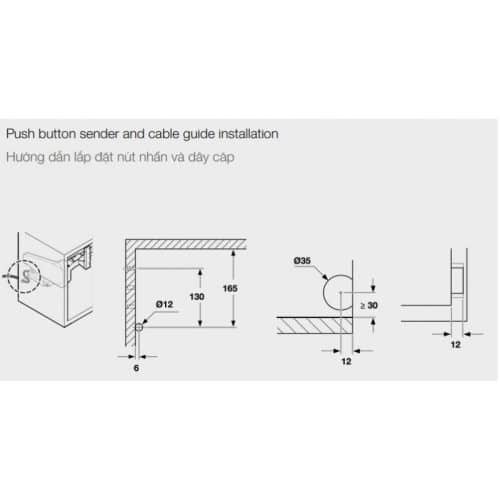 Bộ tay nâng FREE UP E Hafele 372.29.712 nắp xám 3 Lắp đặt bộ tay nâng FREE UP E Hafele 372.29.712 nắp xám