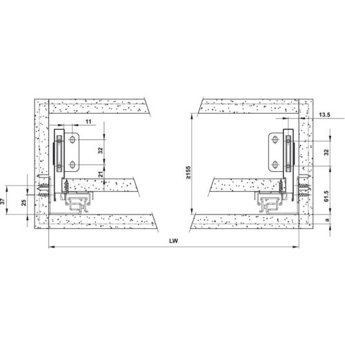 Lắp đặt ray hộp Hafele 552.49.335 Alto-S H120 mm màu xám đậm