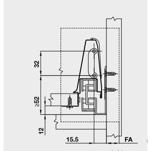 Lắp đặt ray hộp Hafele 552.75.701 Alto màu trắng, H84X300MM