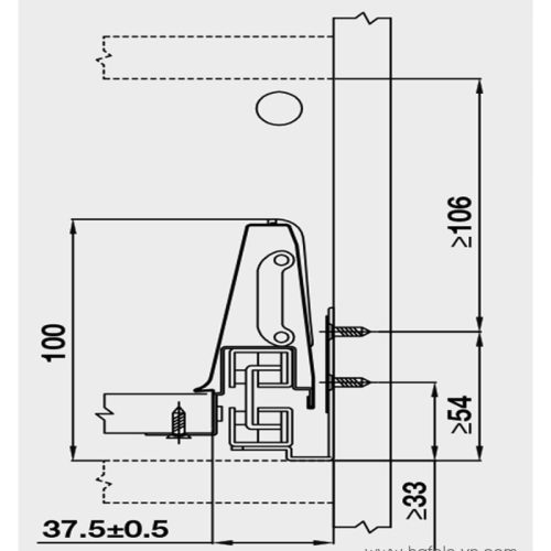Lắp đặt ray hộp Hafele 552.77.085 Alto màu xám, H135X500m