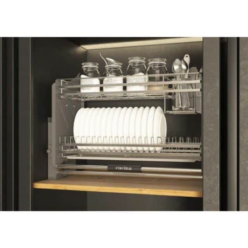 Mặt trước rổ chén đĩa di động CUCINA LENTO 504.76.135 700mm Inox 304/ Xám