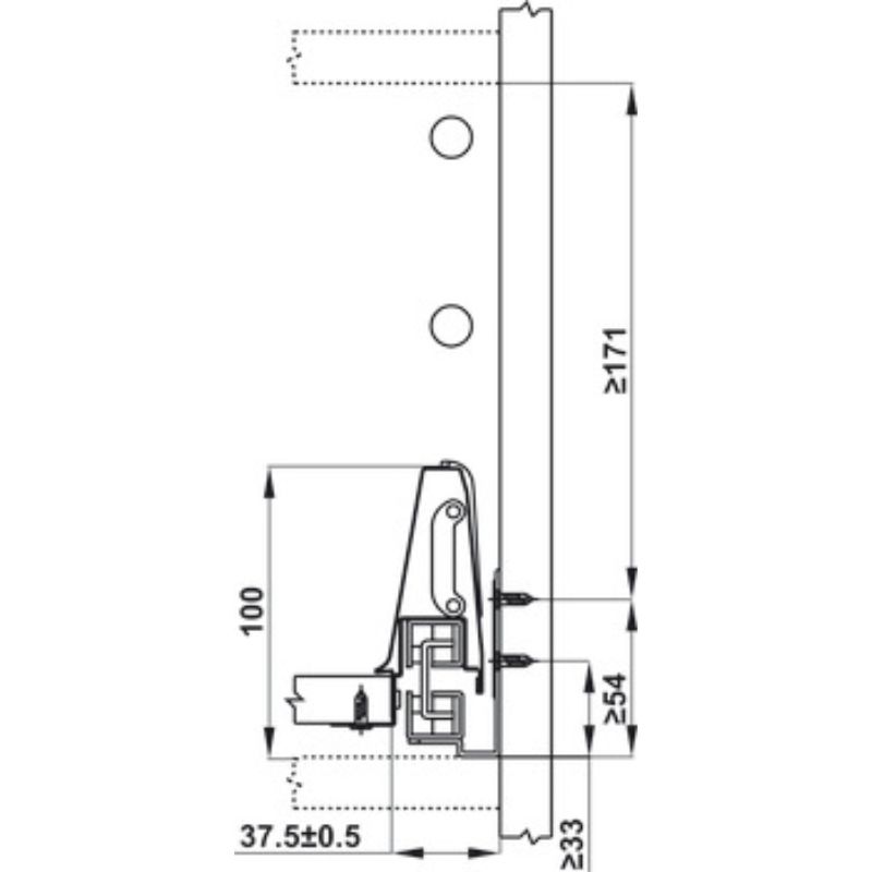 Ray hộp kính Hafele 552.03.095 Alto giảm chấn màu xám H84xD500mm (1) Ray hộp kính Hafele 552.03.095 Alto giảm chấn màu xám H84xD500mm (1)