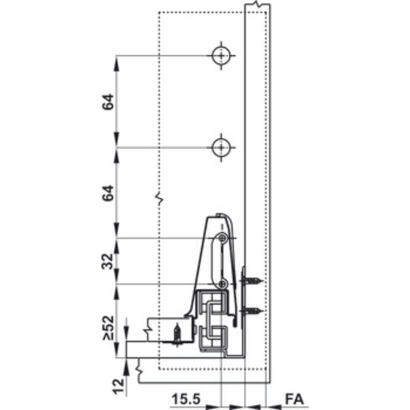Ray hộp kính Hafele 552.03.095 Alto giảm chấn màu xám H84xD500mm (2) Ray hộp kính Hafele 552.03.095 Alto giảm chấn màu xám H84xD500mm (2)