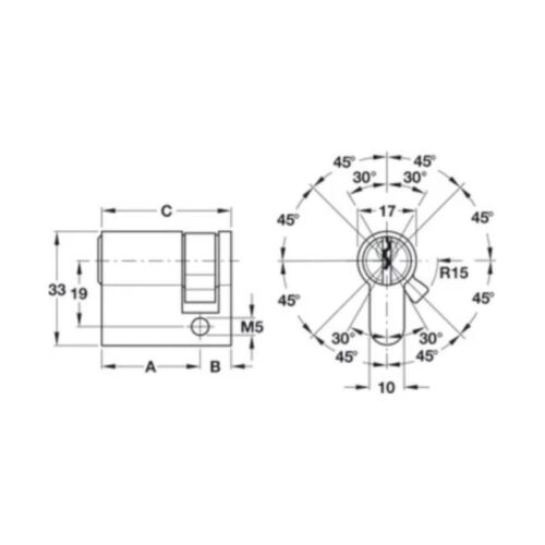 Ruột khóa 1 đầu Hafele 916.96.119, 45 mm Đồng thau 5 Ruột khóa 1 đầu Hafele 916.96.119, 45 mm Đồng thau(1)