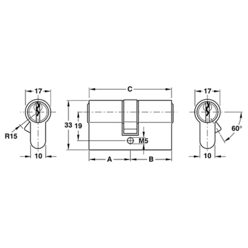 Ruột khóa 2 đầu Hafele 916.96.007, 60mm đồng thau (1) Ruột khóa 2 đầu Hafele 916.96.007, 60mm đồng thau (1)
