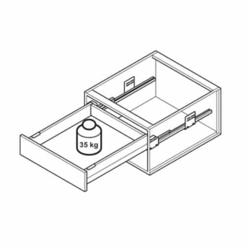 Sức chứa Bộ ngăn kéo Hafele 513.04.305 Matrix Box P35 16/92/500mm xám đậm