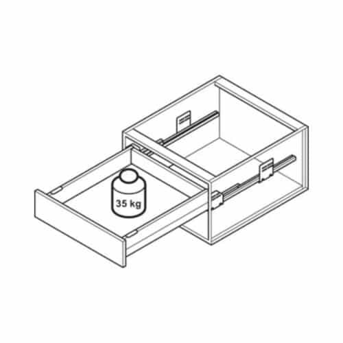 Sức chứa Bộ ngăn kéo Hafele 513.29.715 Matrix Box P35 PTO SC 16/60/1200/500 mm trắng mờ