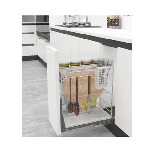 Ảnh thực tế bộ rổ gia vị, dao thớt Hafele Sonata 549.20.010 250mm