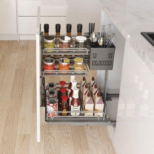 Ảnh thực tế bộ rổ gia vị dao thớt Hafele Omero 595.00.805 400mm