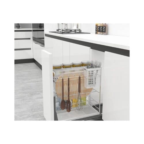 Ảnh thực tế bộ rổ gia vị, dao thớt Hafele Sonata 549.20.019 350mm