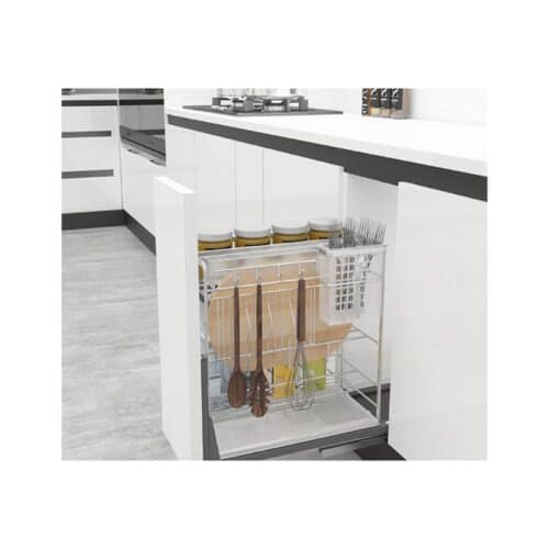 Ảnh thực tế bộ rổ gia vị, dao thớt Hafele Sonata 549.20.020 400mm