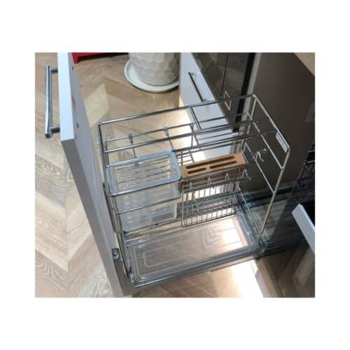 Ảnh thực tế bộ rổ gia vị, dao thớt Hafele Sonata 549.20.020 400mm