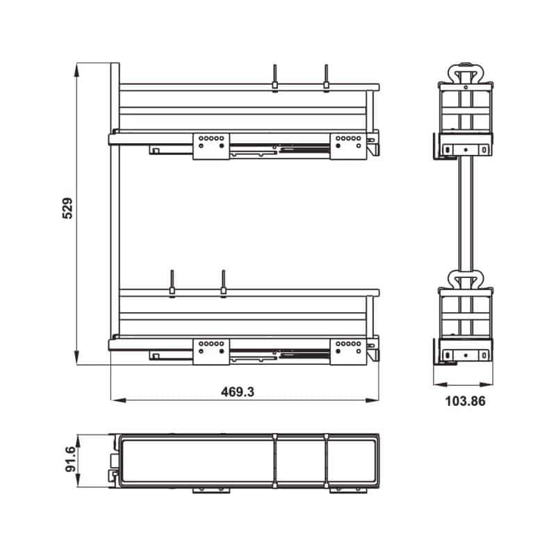 Kích thước bộ rổ gia vị Hafele Omero 549.20.891 200mm (trái) Kích thước bộ rổ gia vị Hafele Omero 549.20.891 200mm (trái)