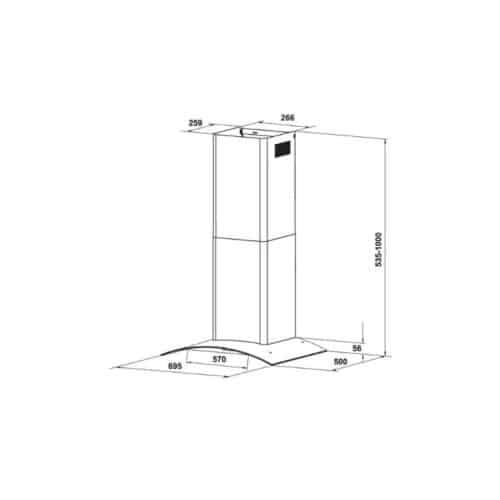 Máy hút mùi gắn tường Hafele HH-WT70A 533.86.807 3 Thiết kế của Máy hút mùi gắn tường Hafele HH-WT70A