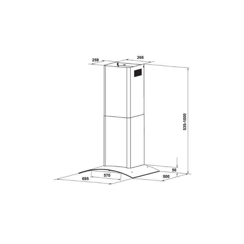 Thiết kế của Máy hút mùi gắn tường Hafele HH-WT70A Thiết kế của Máy hút mùi gắn tường Hafele HH-WT70A
