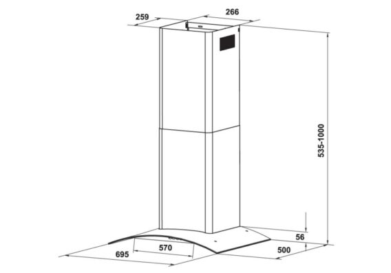 Máy hút mùi gắn tường Hafele HH-WT70A 533.86.807 8 Thiết kế của Máy hút mùi gắn tường Hafele HH-WT70A