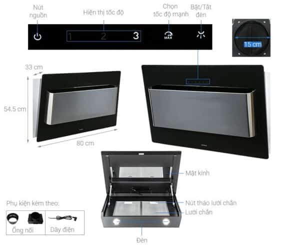 Hướng dẫn sử dụng của Máy hút mùi gắn tường Hafele HH-WVG80D