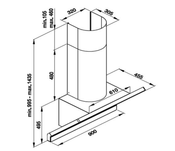 Thiết kế của Máy hút mùi gắn tường Hafele HH-WVG90A