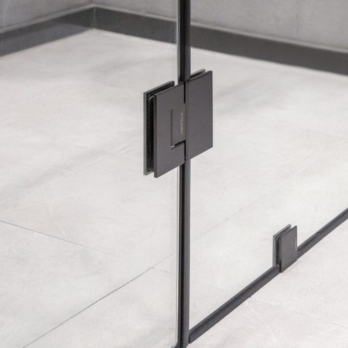 Ảnh thực tế bản lề kính - kính 180º màu đen Hafele 981.77.903