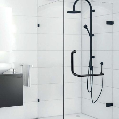 Ảnh thực tế bản lề kính - tường 90º màu đen Hafele 981.77.901