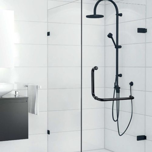 Ảnh thực tế bản lề kính - tường 90º màu đen Hafele 981.77.909