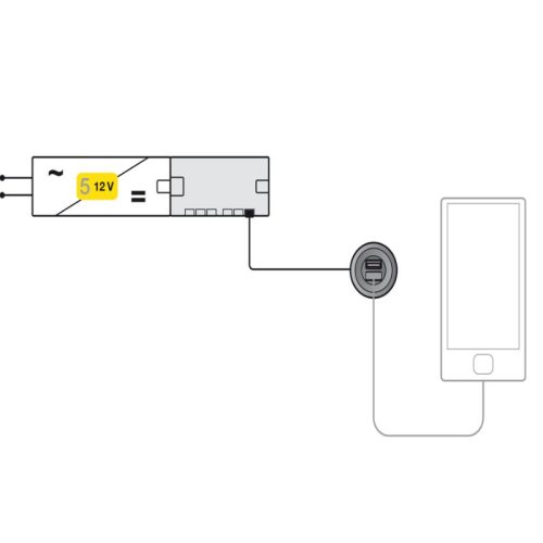Cổng sạc USB 12V Hafele 833.73.751 3 Cấu tạo cổng sạc USB 12V Hafele 833.73.751