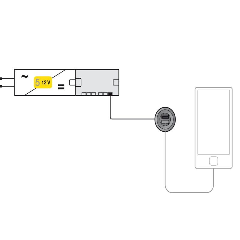 Cấu tạo cổng sạc USB 12V Hafele 833.73.751 Cấu tạo cổng sạc USB 12V Hafele 833.73.751