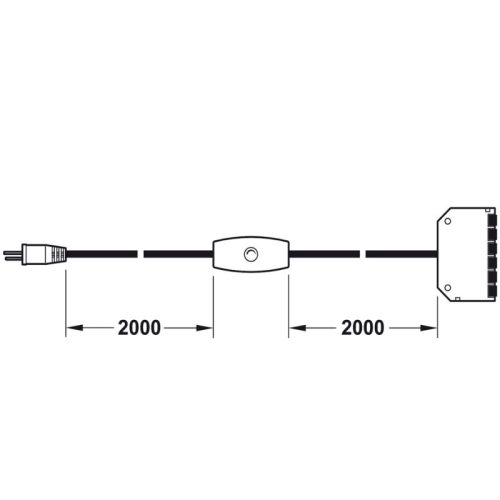 Cấu tạo dây dẫn điện với công tắc chạm & bộ chia cổng 12V Hafele 833.74.709