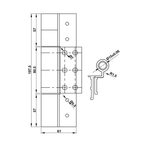 Kích thước bản lề cánh khung cửa nhôm 90Kg Hafele 926.98.740
