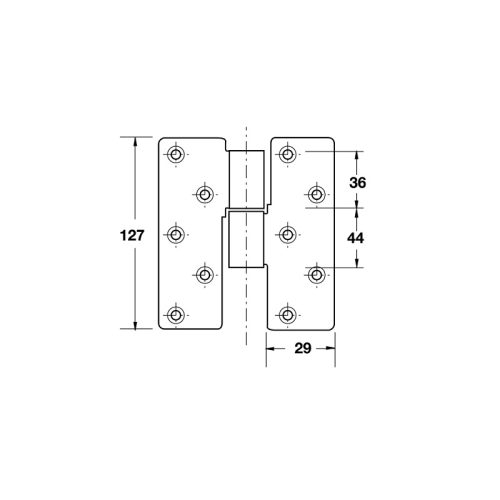 Kích thước Bản lề trục giữa Hafele 926.51.019