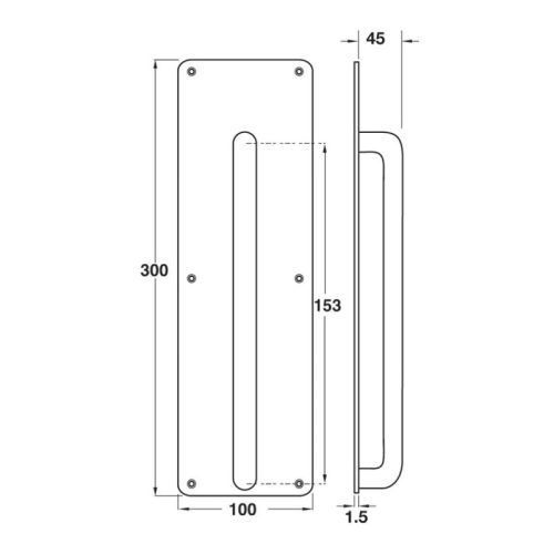 Kích thước bảng đẩy cửa tay nắm Hafele 987.11.200